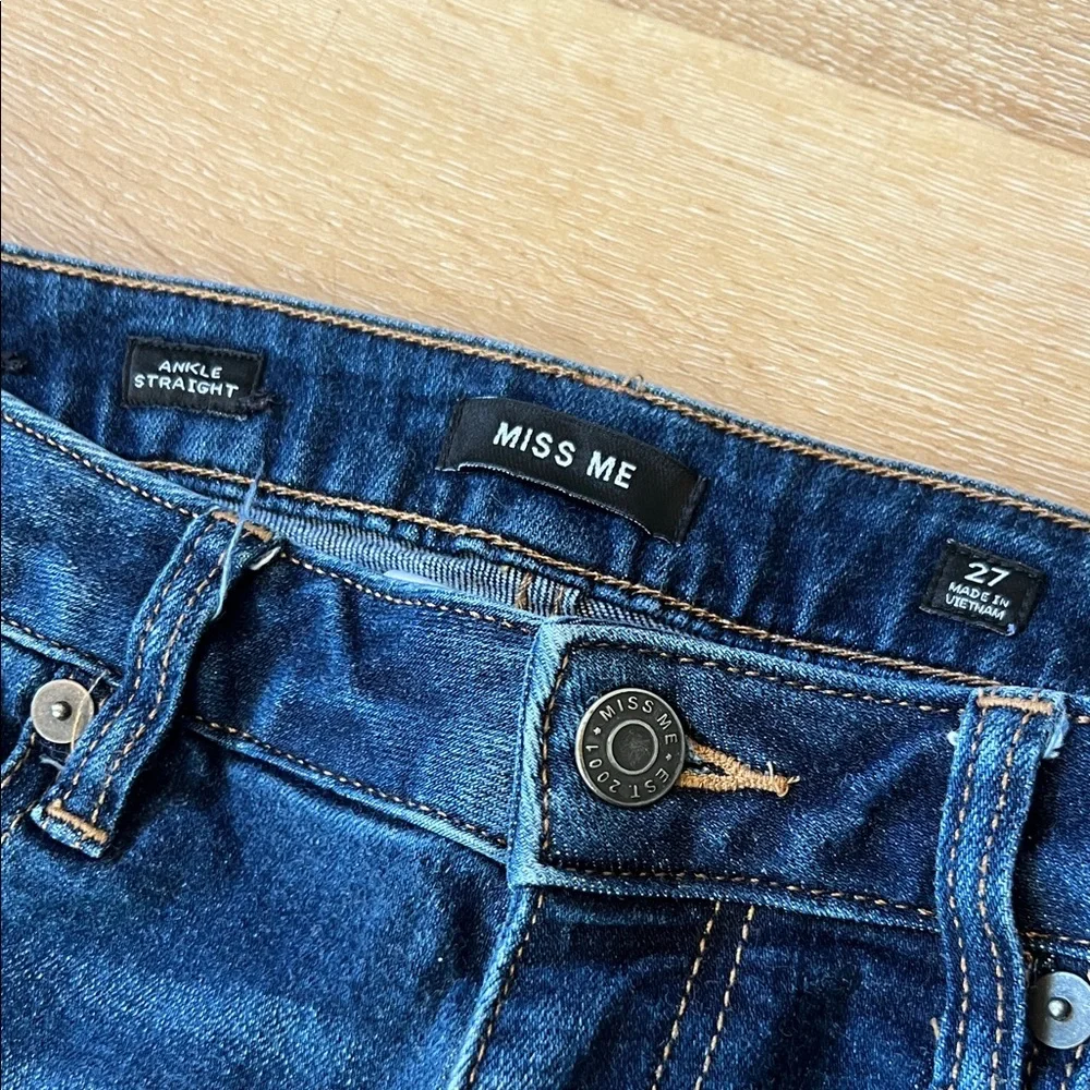 Miss Me Ankle Straight Distressed Blue Jeans Size 27